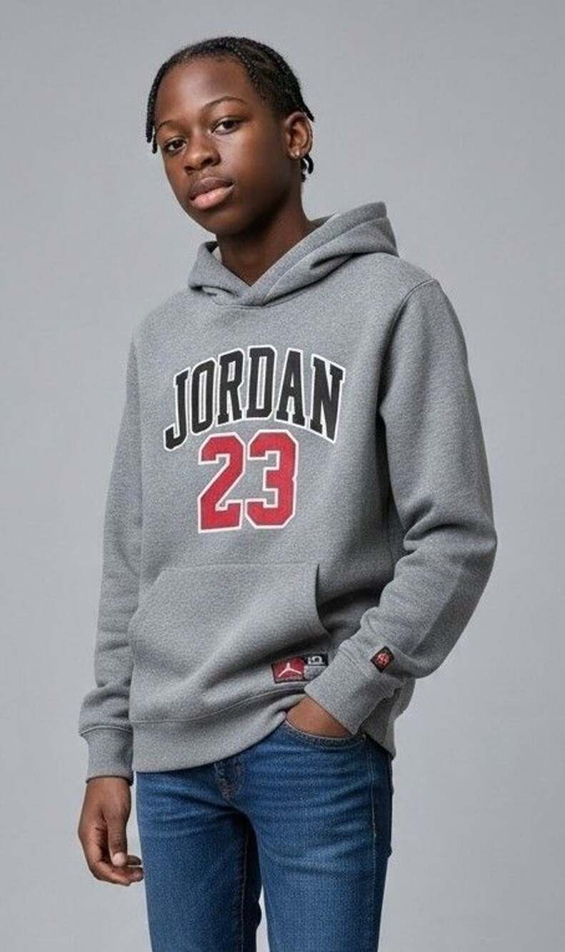 Jordan Hoodie Size YXL Gray 23 Pullover Sweatshirt